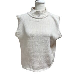 CROSSROADS Cream Knit Mock Neck Sleeveless Sweater Vest Top Womens XL